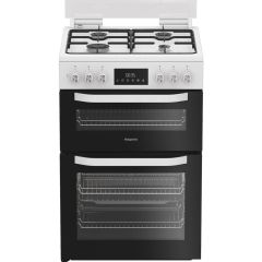 Hotpoint HDD6GDC2W Freestanding 60cm Dual Fuel Cooker with Double Oven - White
