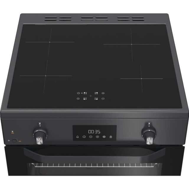Hotpoint HDE6IDC2SA 60cm Freestanding Electric Double Cooker with Induction Hob