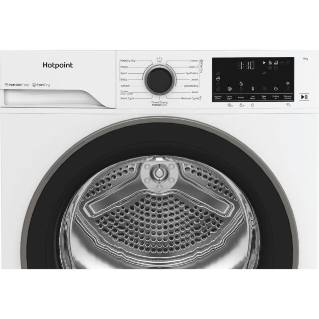 Hotpoint CHD94MWBSUK Fabric Care 9kg Heat Pump Tumble Dryer with HomeWhiz