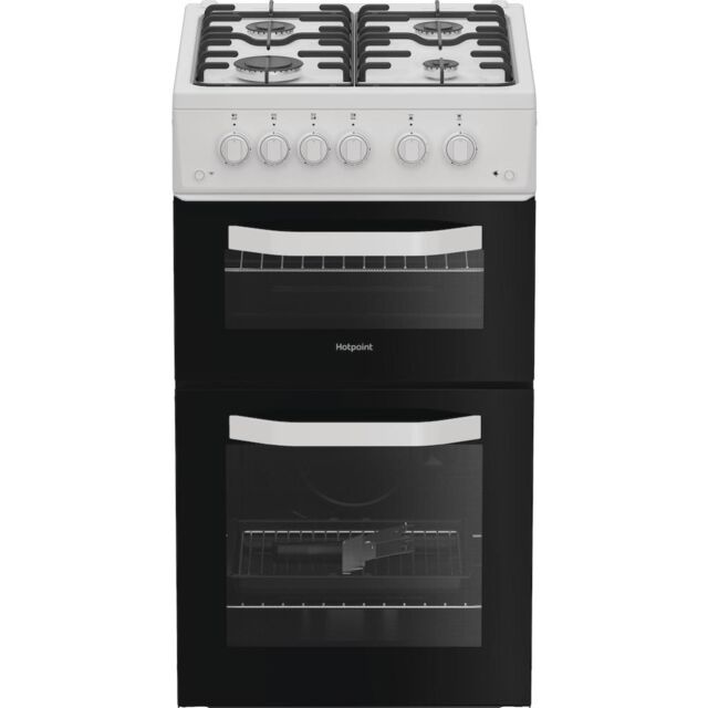 Hotpoint HTG5GCW Freestanding 50cm Gas Double Cooker - White