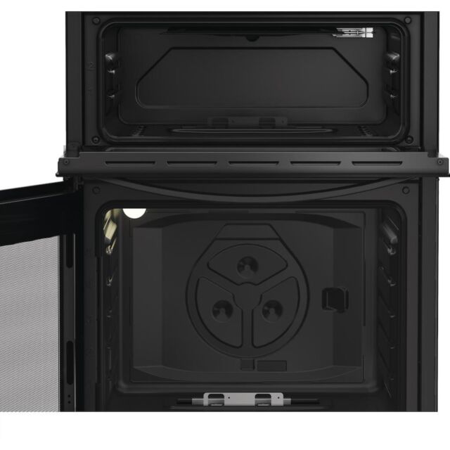 Indesit IDG6GB 60cm Gas Double Cooker - Black
