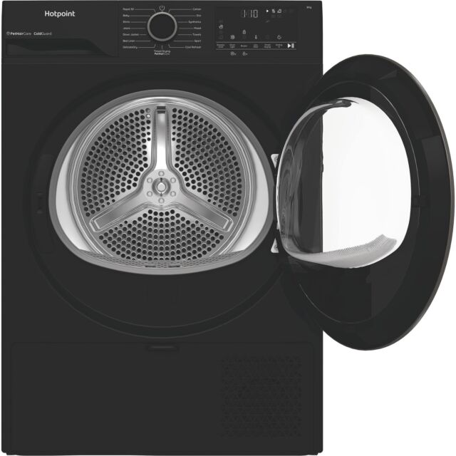Hotpoint CHSD83MBBUK Freestanding 8kg Heat Pump Tumble Dryer with ColdGuard - Black