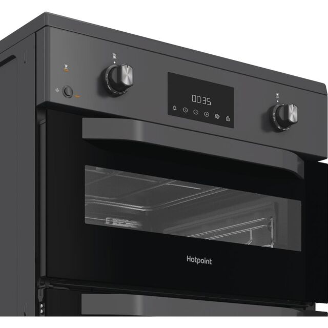 Hotpoint HDE6IDC2SA 60cm Freestanding Electric Double Cooker with Induction Hob