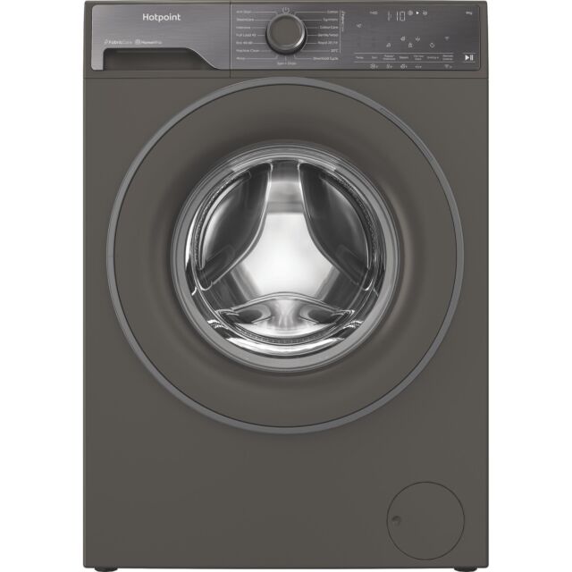 Hotpoint HB93WGCAREUK Fabric Care Freestanding 9kg 1400rpm Washing Machine with HomeWhiz - Manhattan Grey