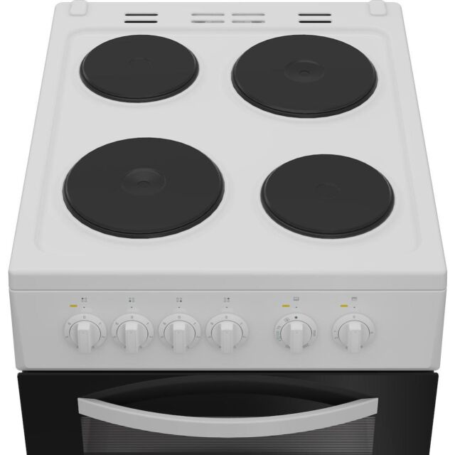 Indesit ITE5EMW Freestanding 50cm Electric Cooker with Solid Plate Hob