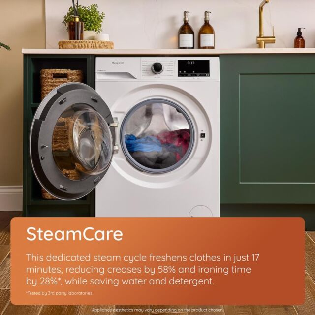 Hotpoint HB93WGCAREUK Fabric Care Freestanding 9kg 1400rpm Washing Machine with HomeWhiz - Manhattan Grey
