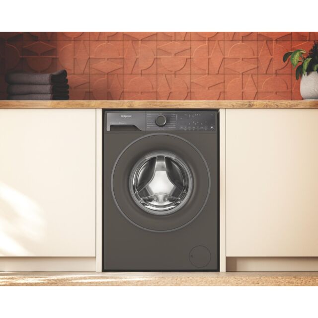 Hotpoint HB93WGCAREUK Fabric Care Freestanding 9kg 1400rpm Washing Machine with HomeWhiz - Manhattan Grey