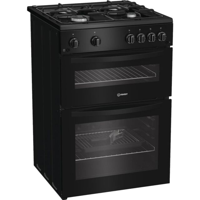 Indesit IDG6GB 60cm Gas Double Cooker - Black