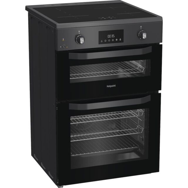 Hotpoint HDE6IDC2SA 60cm Freestanding Electric Double Cooker with Induction Hob