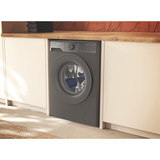 Hotpoint HB123WGCAREUK Fabric Care Freestanding 12kg 1400rpm Washing Machine with HomeWhiz - Manhattan Grey