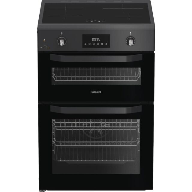 Hotpoint HDE6IDC2SA 60cm Freestanding Electric Double Cooker with Induction Hob