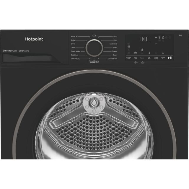Hotpoint CHSD83MBBUK Freestanding 8kg Heat Pump Tumble Dryer with ColdGuard - Black