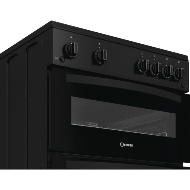 Indesit IDG6GB 60cm Gas Double Cooker - Black