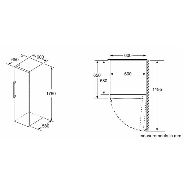 Bosch GSN33VWEPG, Free-standing freezer