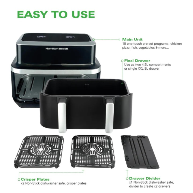 hamilton beach HB700VCGS Vision Cook 9L Dual Air Fryer