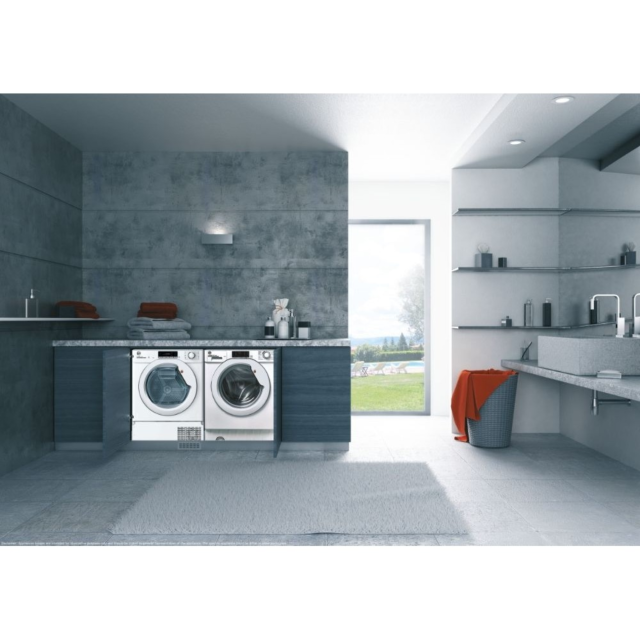 Hoover HBWS48D1W4J-80 Integrated Washing Machine, 8Kg, 1400 Spin, White, B Rated