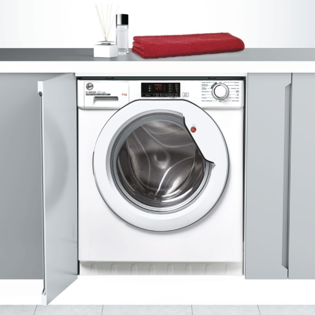 Hoover HBWS48D1W4J-80 Integrated Washing Machine, 8Kg, 1400 Spin, White, B Rated