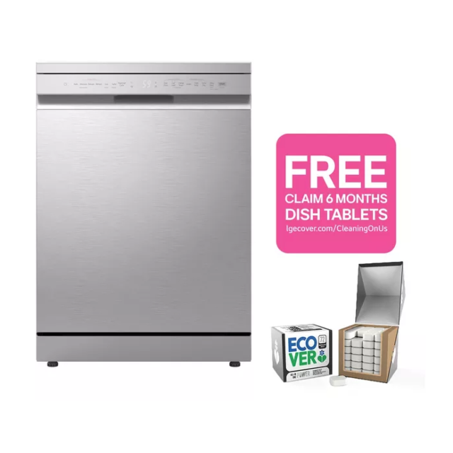 LG DF273FVS 14 Place Setting Truesteam™ Full Size Freestanding Dishwasher, Silver
