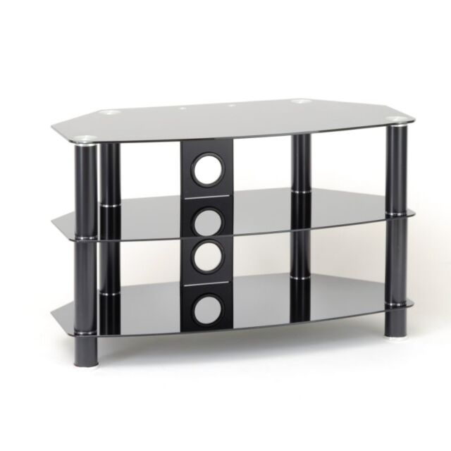 PPS C303C-800-3BB Black Stain Legs Curved Glass Stand