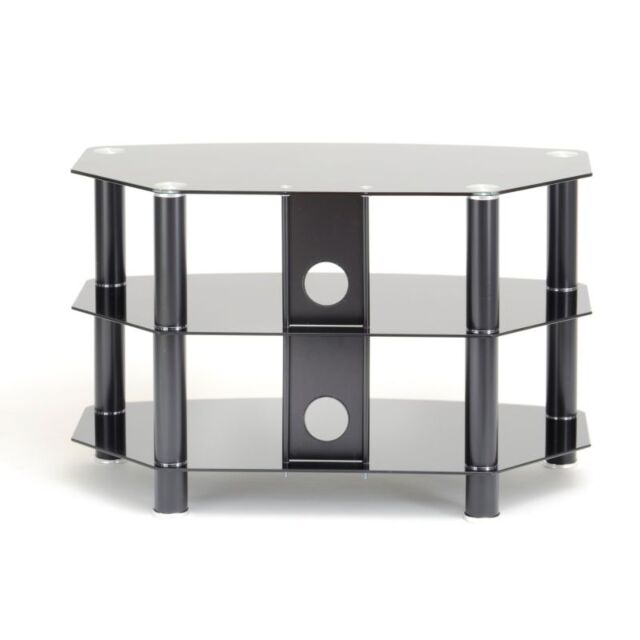 PPS C303C-800-3BB Black Stain Legs Curved Glass Stand