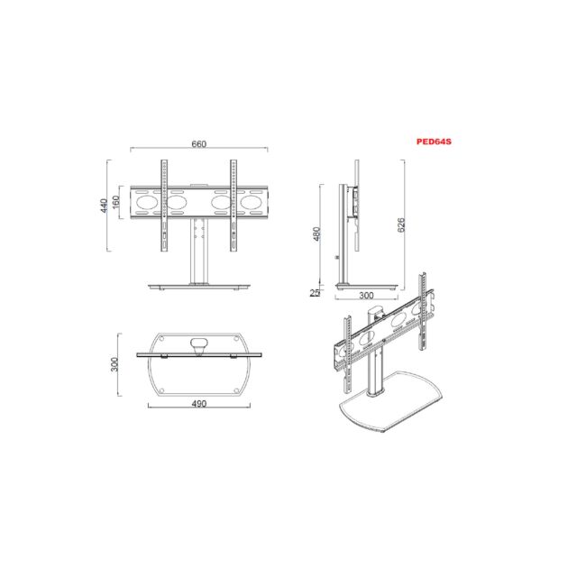 PPS PED64S Replacement Swivel Pedestal TV Stand