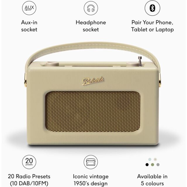 Roberts RD70PC Roberts Revival RD70PC DAB Bluetooth Radio (Pastel Cream)