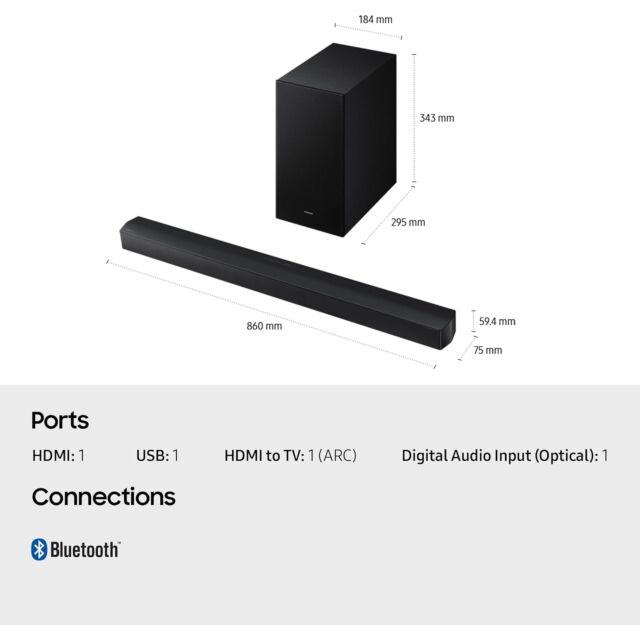 Samsung HW-B650F 3.1ch B-series Soundbar with Subwoofer, Dolby 5.1ch