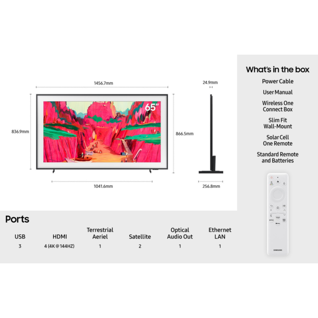 Samsung QE65LS03FW 65inch- 4K -144HZ- NEO-QLED- NQ4 AI GEN3 PROCESSOR- FRAME- WIRELESS ONE CONNECT BOX