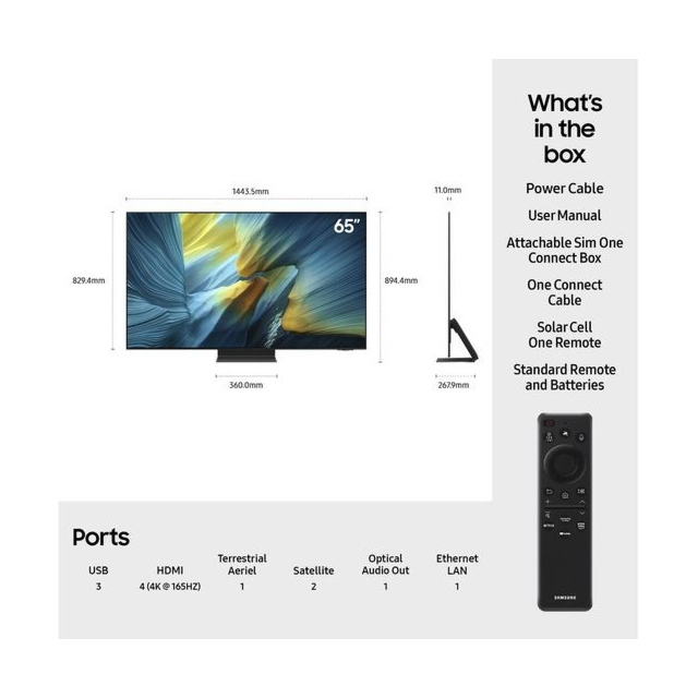 Samsung QE65S95FA 65inch- 4K -165HZ -OLED- NQ4 AI GEN3 PROCESSOR