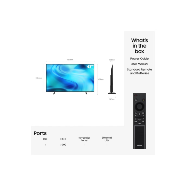 Samsung UE43U8020HKXXU 43inch Crystal Uhd U8020h 4K Samsung Vision Ai Smart TV (2026)
