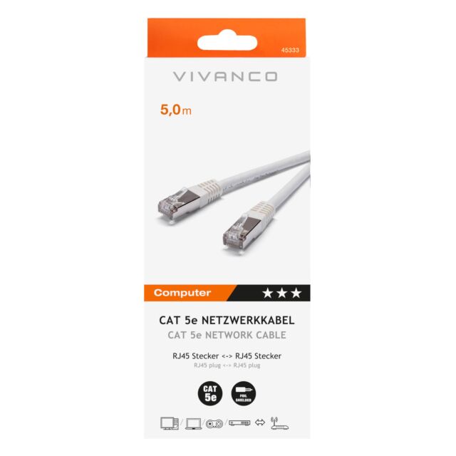 Vivanco 45333 Cat 5 Network 5M