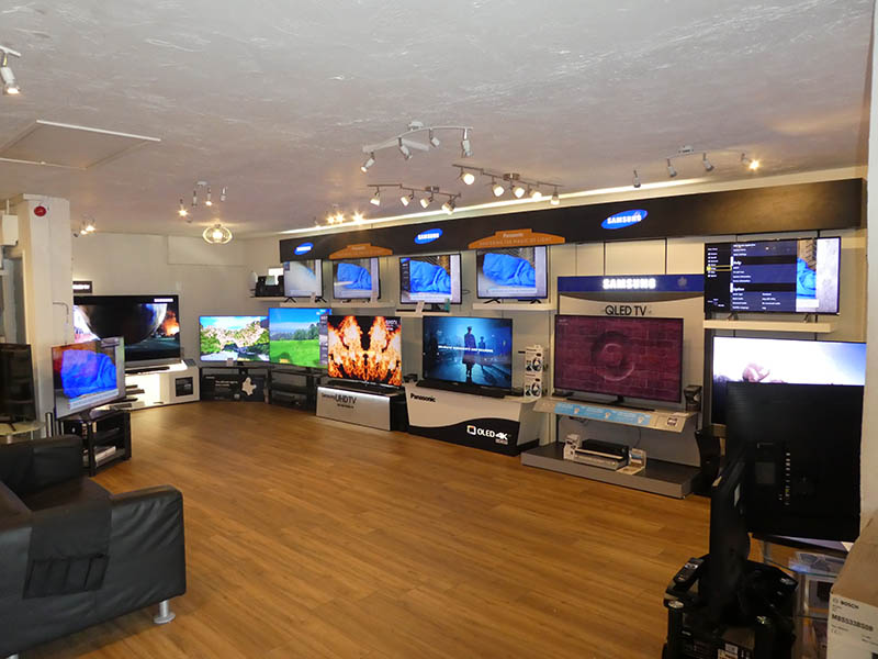 Display of TVs.